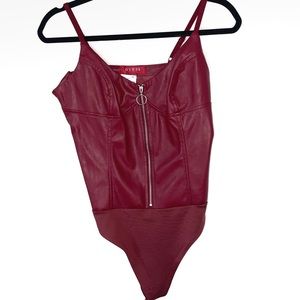 Medium Red Leather Guess Bodysuit